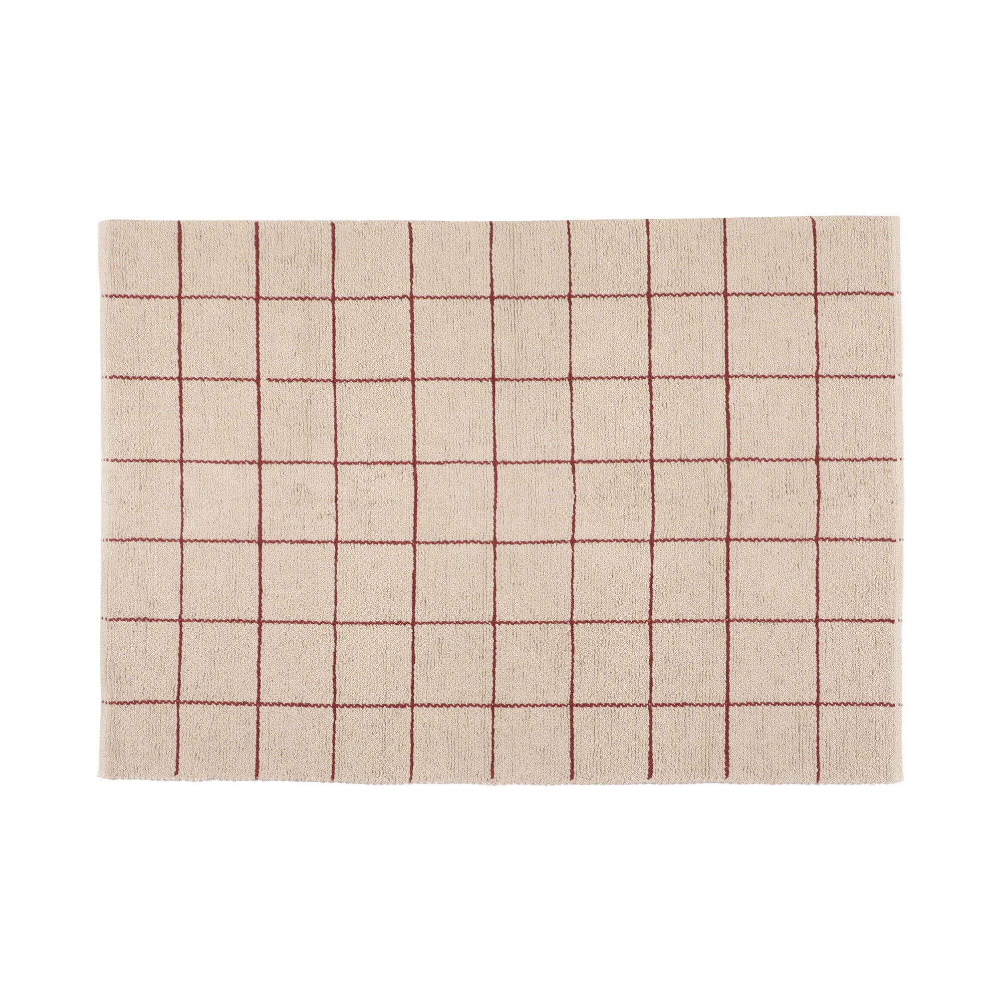 Boucle Windowpane Cotton Rug Medium 2000 X 1400 Beige X Red