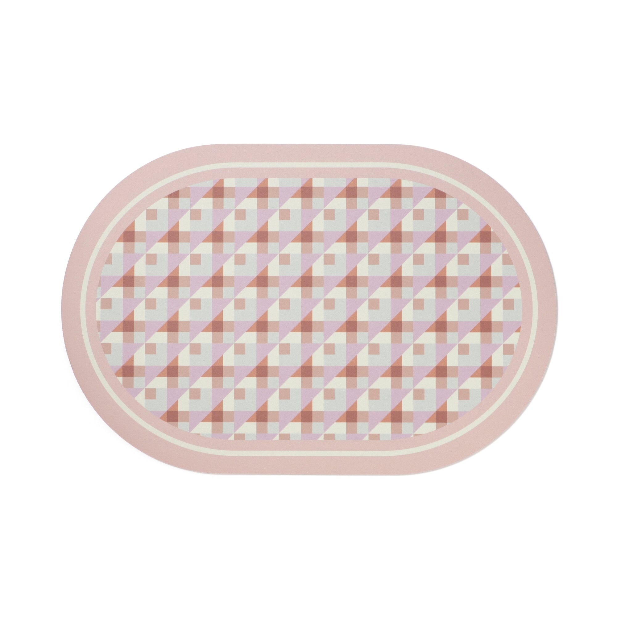 Diatomaceous Earth Soft Bath Mat Oval Soft Geometric Pink